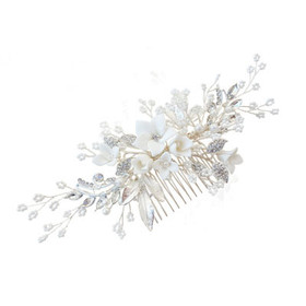 Hopeanvärinen kukka hiuskampa