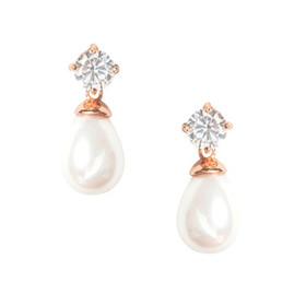 Korvakorut & riipus pisaran muotoisilla helmillä, ruusukulta