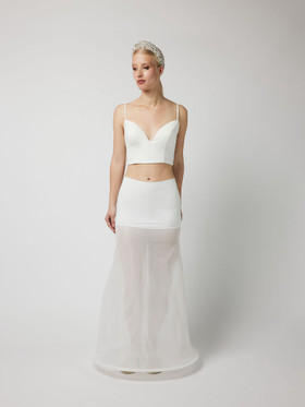 Vannealushame kapea a-linja, kehä 190cm, ivory, KOKO XS