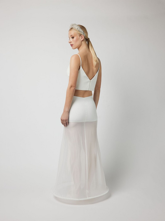 Vannealushame kapea a-linja, kehä 190cm, ivory