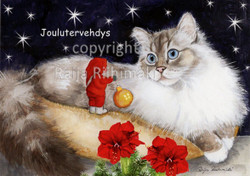 Joulukortti R146, Kissa ja pikkutonttu