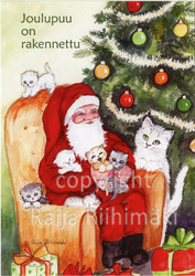 Joulukortti R169, Joulupukki ja kissat