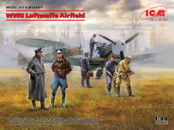 WWII Luftwaffe Airfield sis. 2 lentokonetta + 7 figuuria