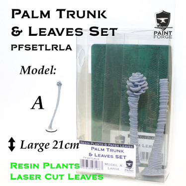 Resin Plants And Paper Leaves - Palm Trunk And Leaves Set A, Size L (21cm)