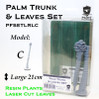 Resin Plants And Paper Leaves - Palm Trunk And Leaves Set C, Size L (21cm)