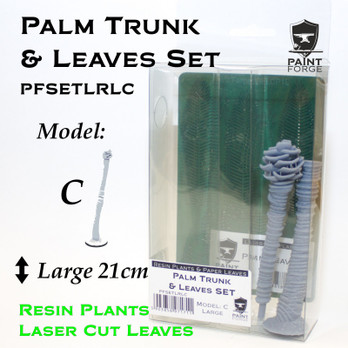 Resin Plants And Paper Leaves - Palm Trunk And Leaves Set C, Size L (21cm)