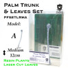 Resin Plants And Paper Leaves - Palm Trunk And Leaves Set A, Size M (12cm)