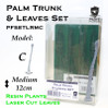 Resin Plants And Paper Leaves - Palm Trunk And Leaves Set C, Size M (12cm)