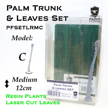Resin Plants And Paper Leaves - Palm Trunk And Leaves Set C, Size M (12cm)