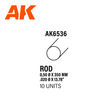 Rod 0.50 diameter x 350mm – STYRENE ROD – (10 units)