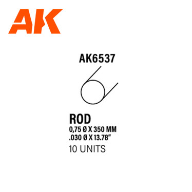Rod 0.75 diameter x 350mm – STYRENE ROD – (10 units)