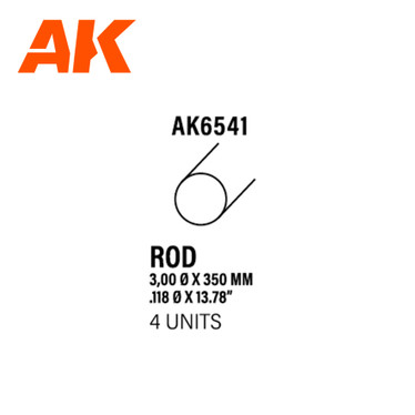 Rod 3.00 diameter x 350mm – STYRENE ROD – (4 units)