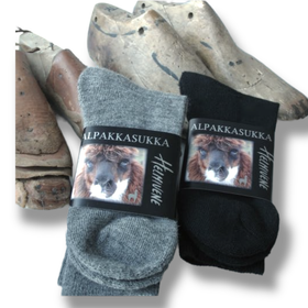 Kotimainen paksumpi Logo Alpakkasukka, musta