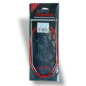 ChiaoGoo KNIT RED Pyöröpuikot, kaapeli 40 cm (Ergonomisesti taivutetut)