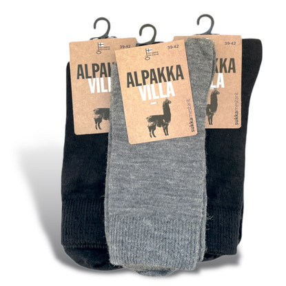 Nakku, mukavan ohut ja sileä Alpakkasukka, väri harmaa