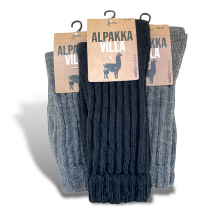 Jaara, mukavan paksu Alpakkasukka pitkällä varrella, väri harmaa