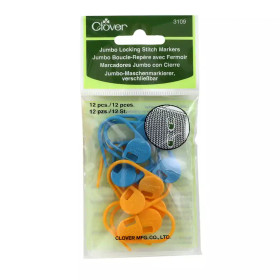 Kätevät Clover Jumbo Locking silmukkamerkit, 12 kpl / pkt