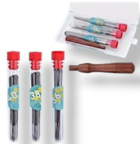 Huovutusneulat pidikkeellä säilytysrasiassa