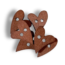 Suloinen puusydän-nappi, 6 kpl