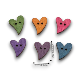 Suloinen puusydän-nappi, 6 kpl