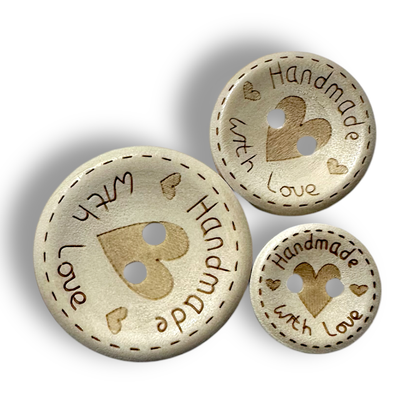 Suloinen pyöreä puinen Handmade-nappi, 3 kpl