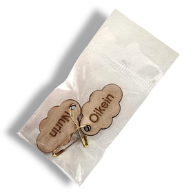 Vanerinen silmukkamerkki tekstillä, 2 kpl