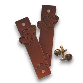 Käsityömerkki Sydämet, nepparikiinnitys, 2 kpl/pkt