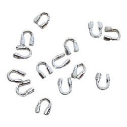 Vaijerin/helmisilkin suoja hopeoitu 6 x 4 mm (25 kpl)