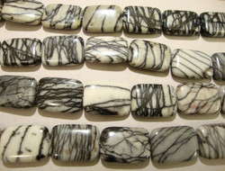 Jaspis (Black Vein Jasper) musta-harmaa suorakulmio 18 x 13 mm (10/pss)
