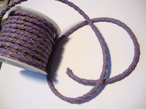 Nahkanauha punottu lila/violetti  pyöreä 4 mm (m-erä 1 m)