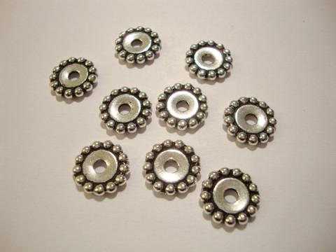 TierraCast Metallihelmi pallokuvioitu hopeoitu 12 mm (4 kpl/pss)