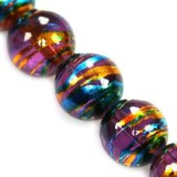 Lasihelmi pintavärjätty ametisti-kulta pyöreä 10 mm (20/pss)