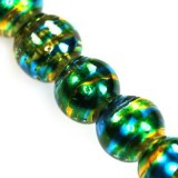 Lasihelmi pintavärjätty smaragdinvihreä-kulta pyöreä 8 mm (20 kpl/pss)