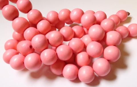 Puuhelmi vaaleanpunainen / vaalea pinkki pyöreä 8 mm (n. 50 kpl/nauha)