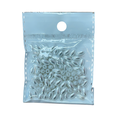 Akryylihelmi riisin muotoinen valkoinen 4x8 mm (100 kpl)