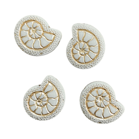 Akryylihelmi simpukka luonnonvalkoinen / kulta 18,5 x 16 mm (6 kpl)