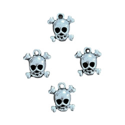 Metalliriipus pääkallo hopea 13 mm (2 kpl)