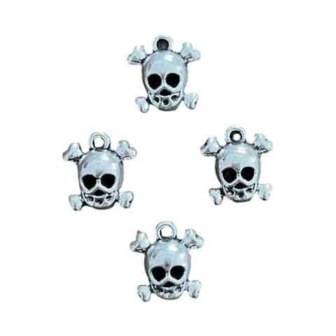 Metalliriipus pääkallo hopea 13 mm (2 kpl)
