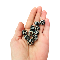 Pandora style -helmi musta / valkoinen 10 x 14 mm