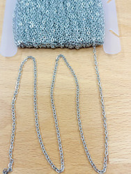 Ketju ruostumaton teräs hopea 2x3mm (1 metri)