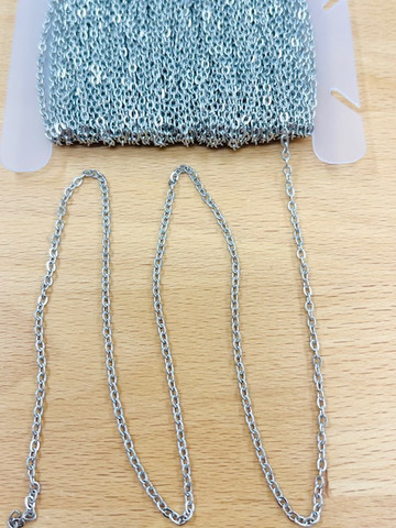 Ketju ruostumaton teräs hopea 2x3mm (1 metri)