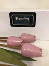 F112 Wooden pink tulips 3pcs