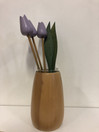 F113 Wooden purple tulips 3pcs