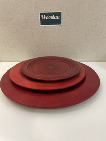 D22 red wooden plates 3pcs