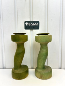H299 wooden Candelsticks 2 pcs