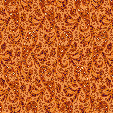  Oranssi paisley-kuvioinen puuvillakangas Nightfall Paisley Orange