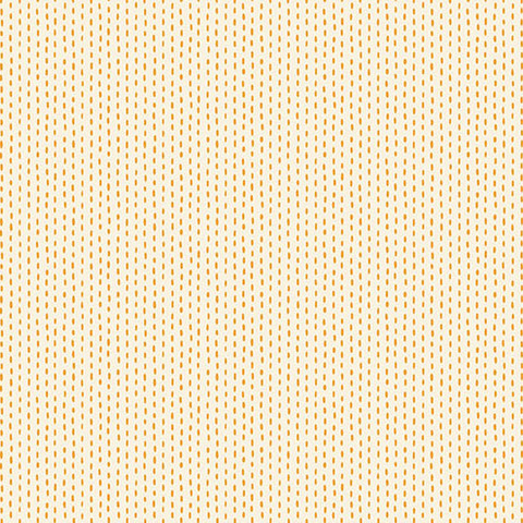 Vaalea ommel-kuvioinen puuvillakangas Stitch Cream Orange 10208 LO