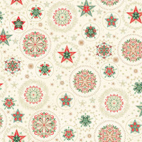 Vaalea tähtikuvioinen kultasomisteinen puuvillakangas Crystal Cream 103 Q