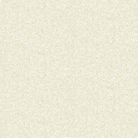 Vaalea kultakiekurakuvioinen puuvillakangas Scroll Cream 109 Q