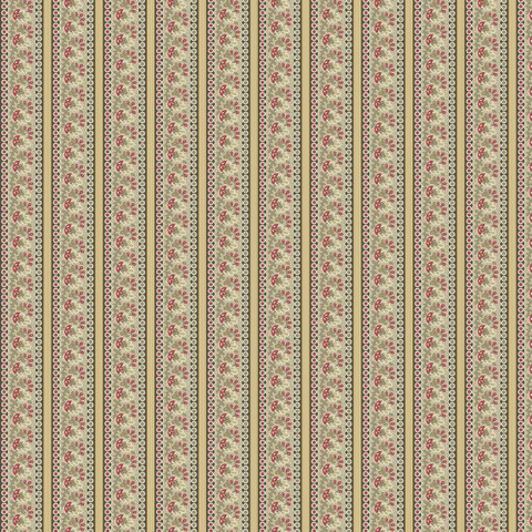 Koristeraidallinen puuvillakangas Lace Ruby 1356 NR